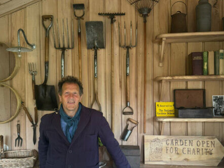 Monty Don with Sunnyside tools in Chelsea show garden